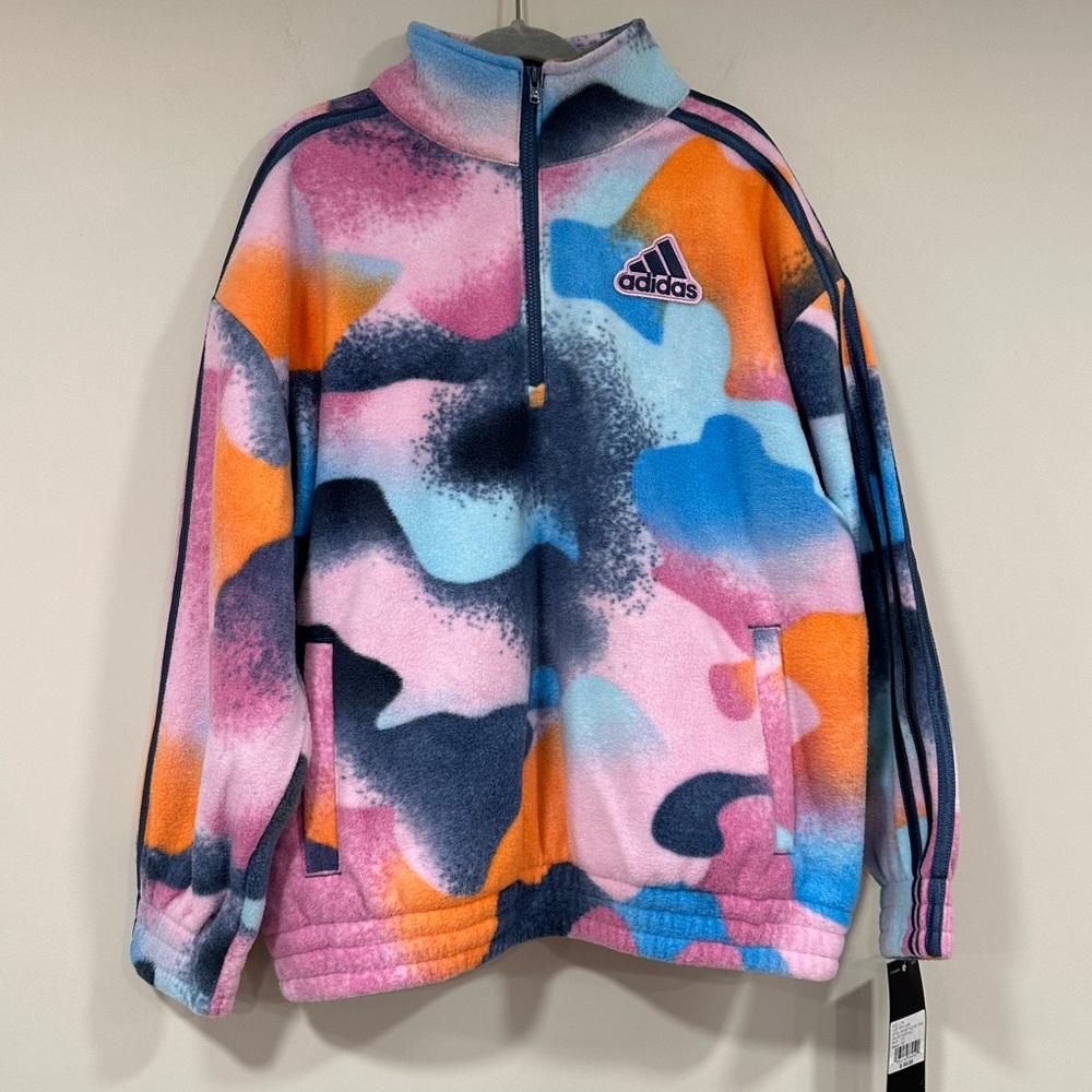 ADIDAS Kids Cozy Quarter Zip Popover Pullover Size Large 14 New